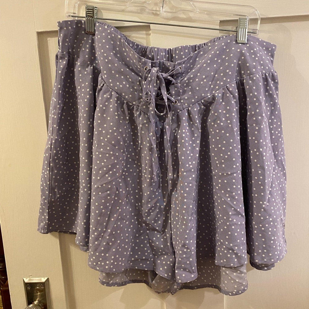Polka Dot Lace Up Front Shorts